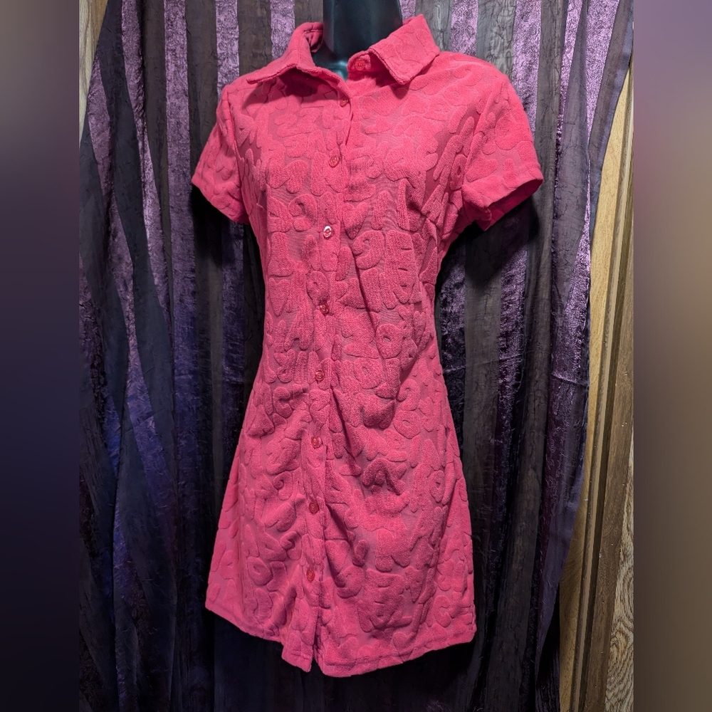 Hot Pink 🩷 Mod shirt Dress Rave Club Dance Dolls Kill Punk Emo Grunge Y2K Med